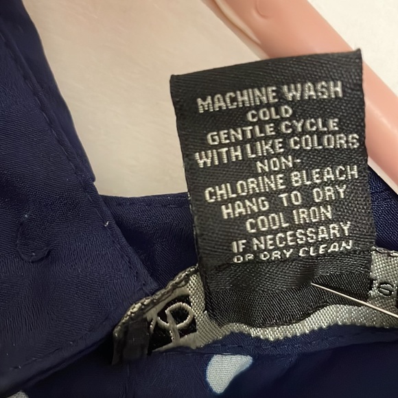 Valerie Bartinelli Navy Blue White Polk Dot Blouse Size M - Picture 4 of 8